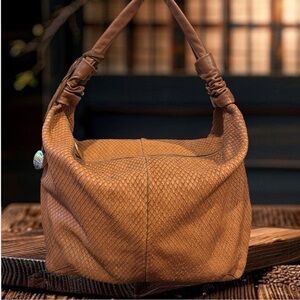 FURLA Large Brown Snakeskin Shoulder Bag